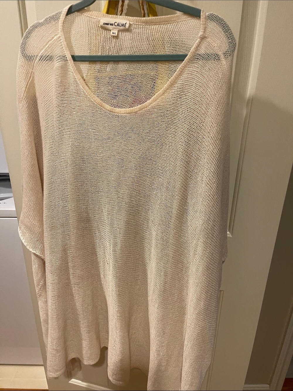Johnny Was Lightweight Cream Knit Sweater poncho
